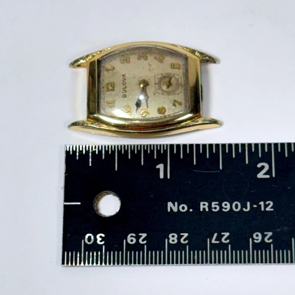 Vintage Bulova 10AX 15 Jewel Watch Movement 10K RGP Case for Parts Restoration